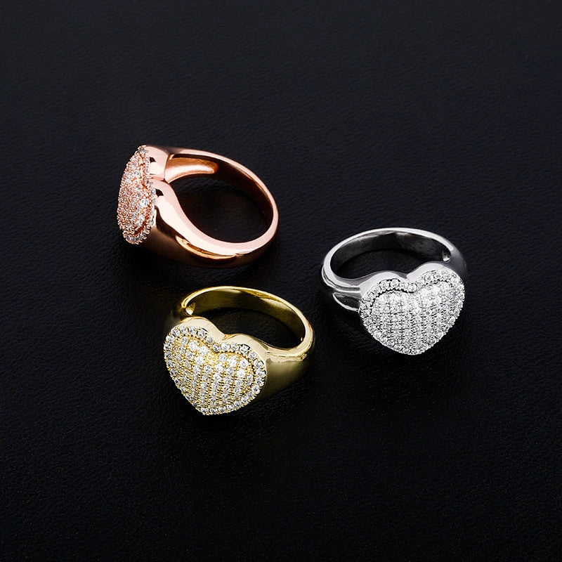 Beliebtes Liebesset Zirkon Damen Hip Hop Ringe Damenschmuck Damenring Zubehör