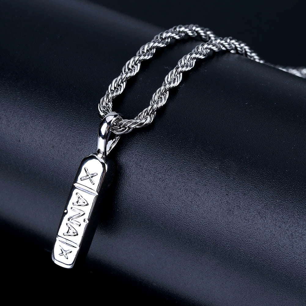 Collier populaire XANAX pour hommes avec pendentif hip-hop européen et américain galvanisé en or véritable 24″