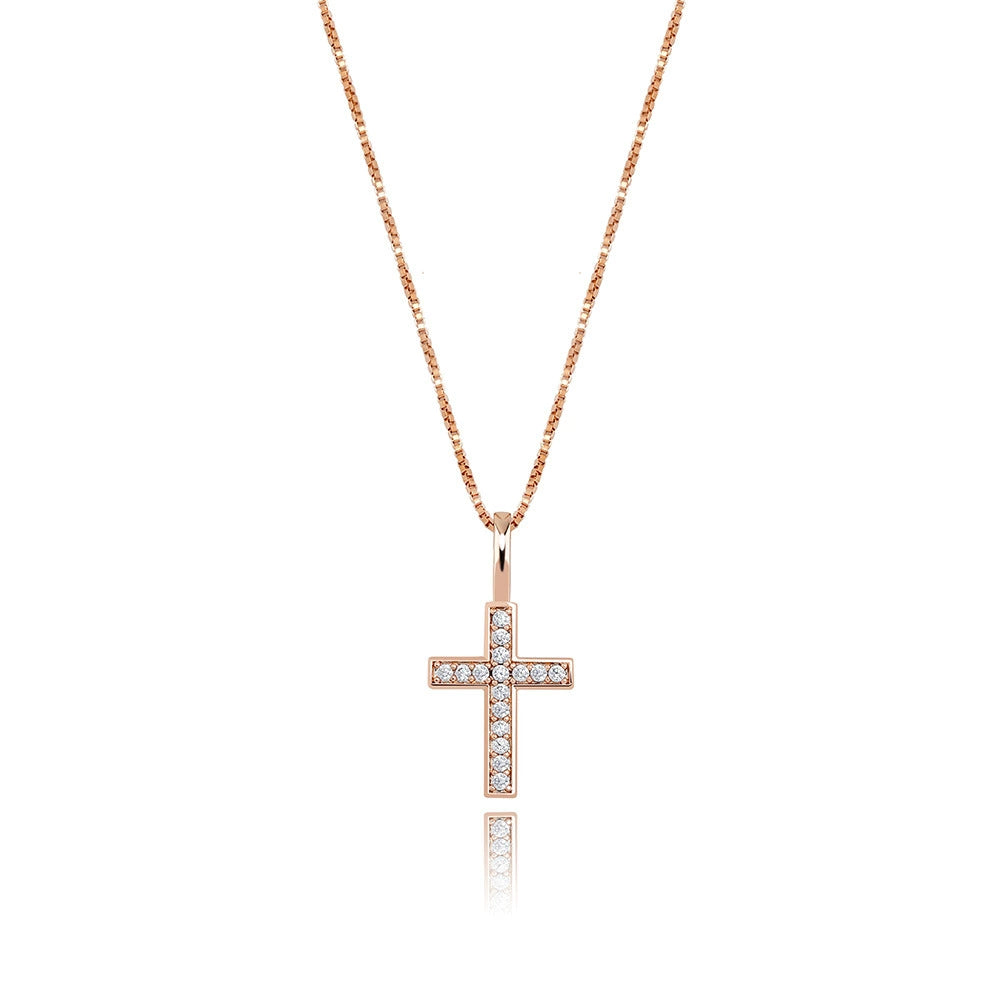 Pendentif croix Anhe en argent micro incrusté de zircons pour femme, collier polyvalent hip-hop