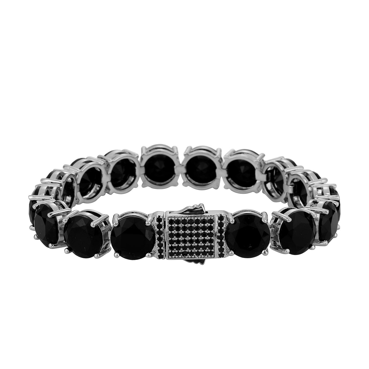 Bracelet en zircon à une rangée de 10 mm en cuivre micro-incrusté de zircon Bracelet Hip Hop Chaîne de tennis pour hommes