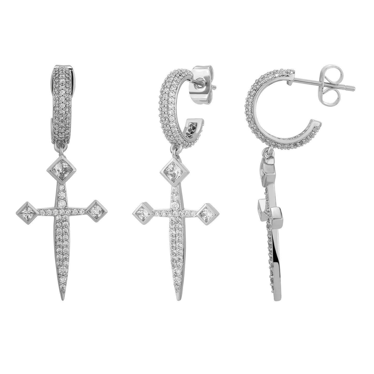 925 Silber Nadel Gerechtigkeit Schwert Ohrringe, Frauen Voller Diamant High-End Charm Ohrringe, Ohrringe, Anhänger, Ohrringe