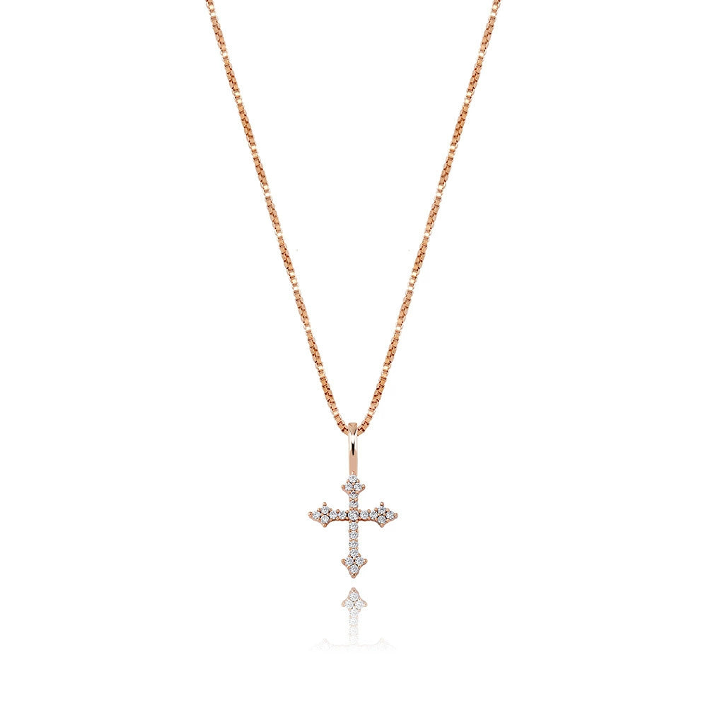 Pendentif croix Anhe en argent micro incrusté de zircons pour femme, collier polyvalent hip-hop