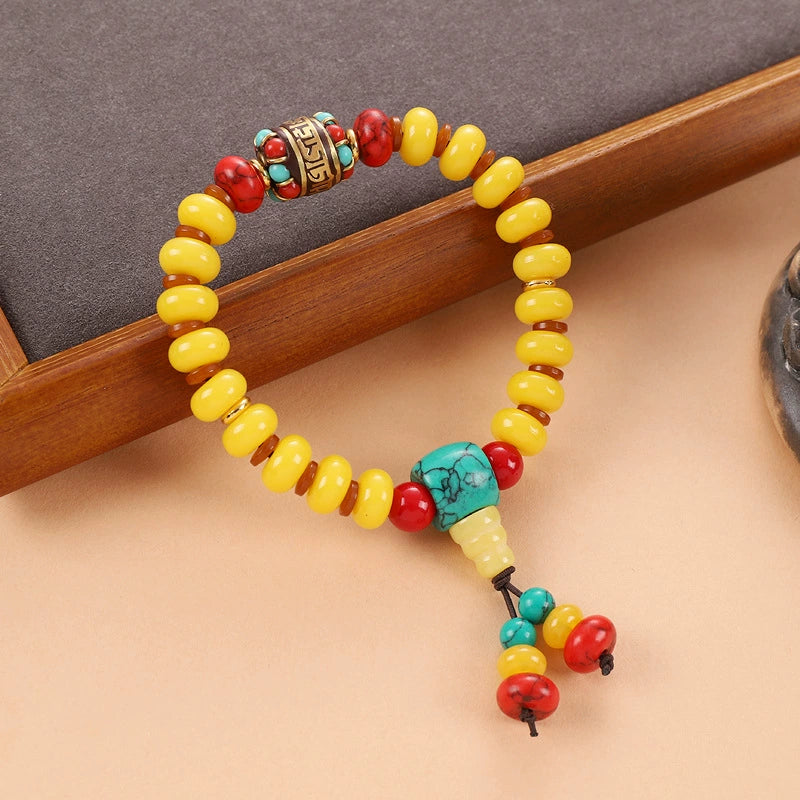 Tibetan Pine Stone Bodhi Buddha Bead Bracelet