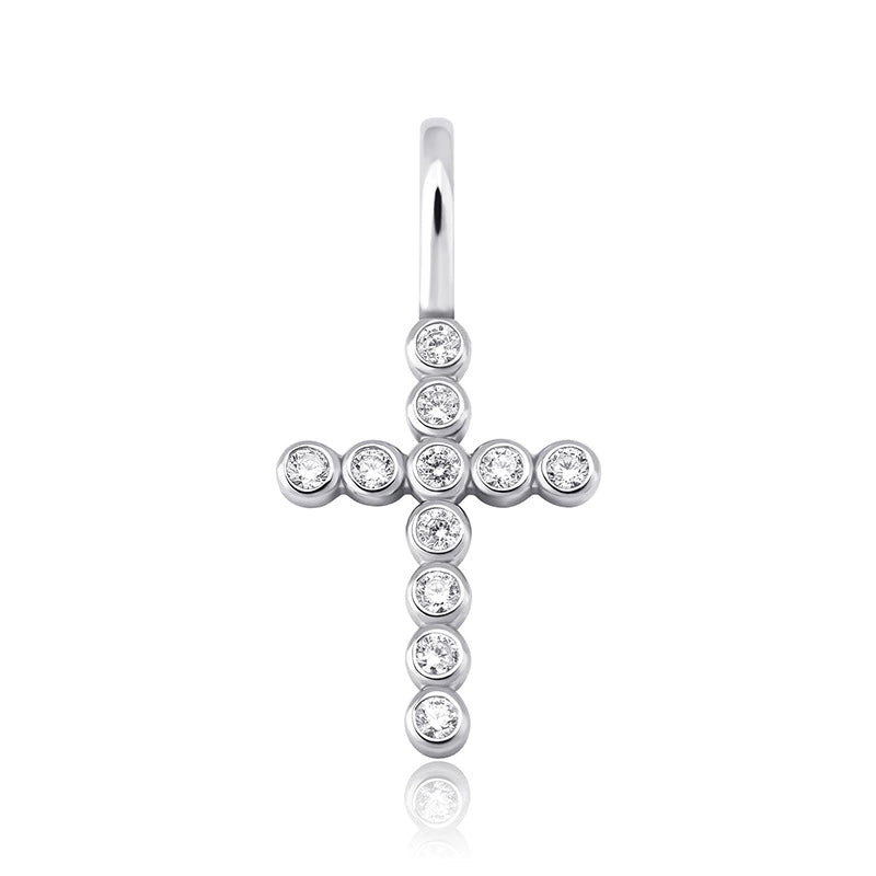 Pendentif croix Anhe en argent micro incrusté de zircons pour femme, collier polyvalent hip-hop