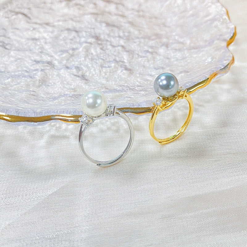 S925 pure silver pearl ring