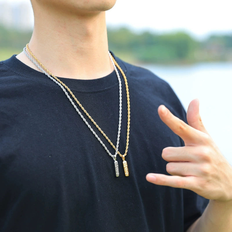 Collier populaire XANAX pour hommes avec pendentif hip-hop européen et américain galvanisé en or véritable 24″