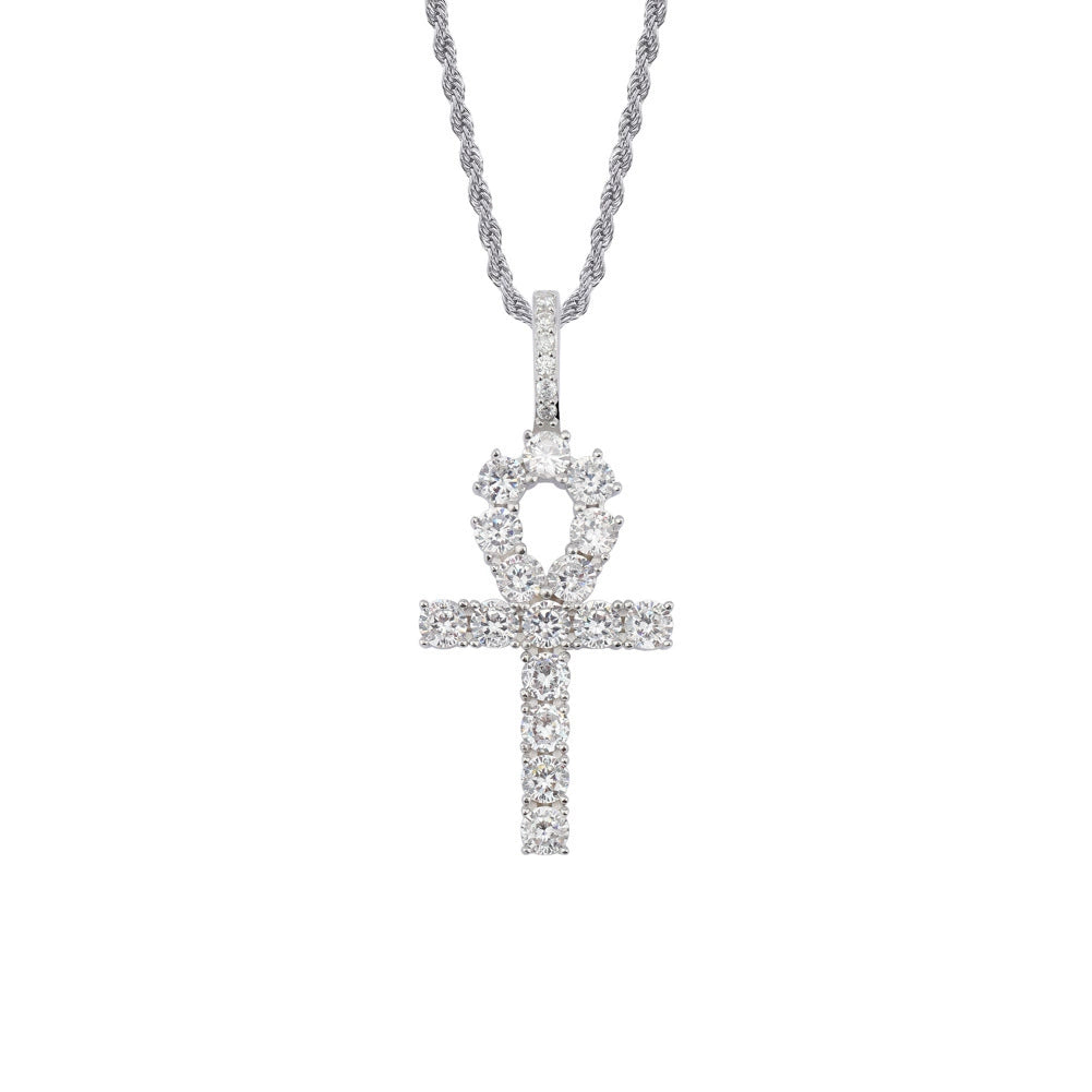 Pendentif croix Anhe en argent micro incrusté de zircons pour femme, collier polyvalent hip-hop