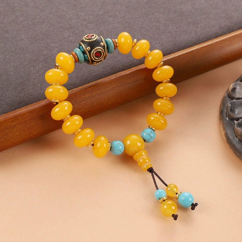 Tibetan Pine Stone Bodhi Buddha Bead Bracelet