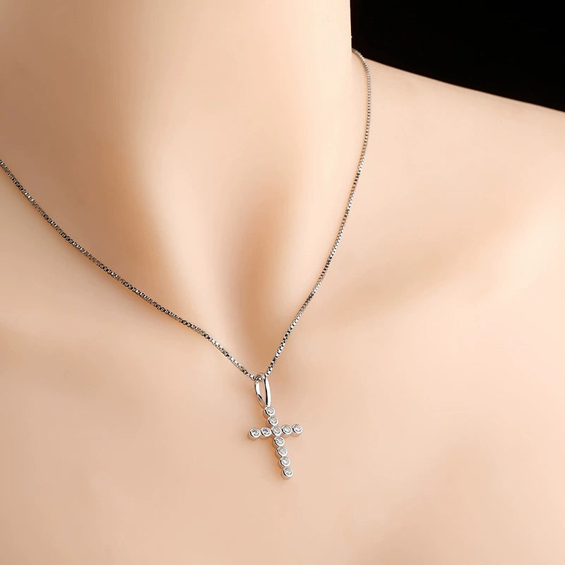 Pendentif croix Anhe en argent micro incrusté de zircons pour femme, collier polyvalent hip-hop