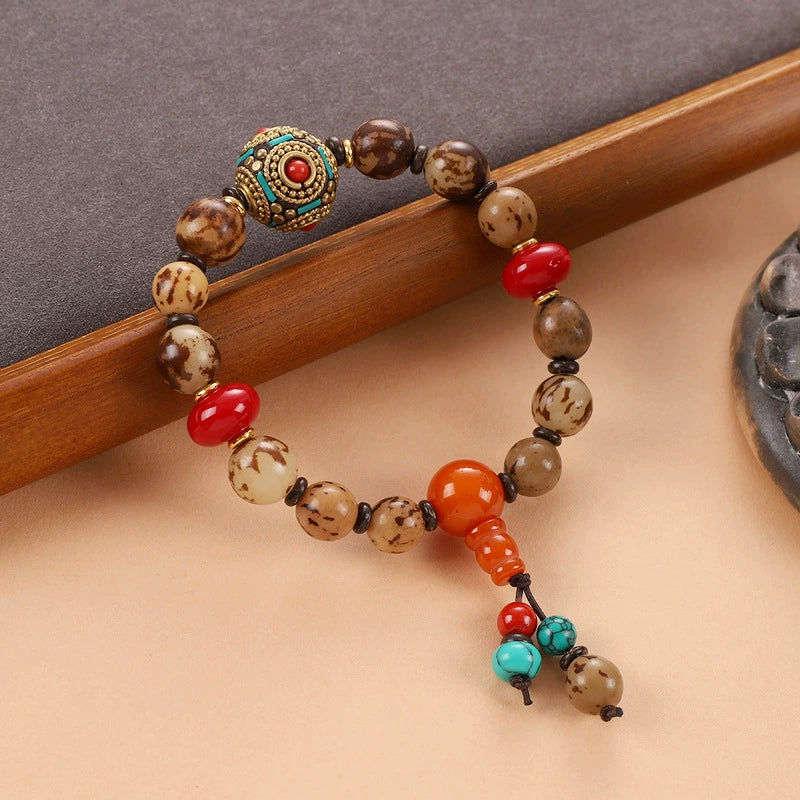 Tibetan Pine Stone Bodhi Buddha Bead Bracelet