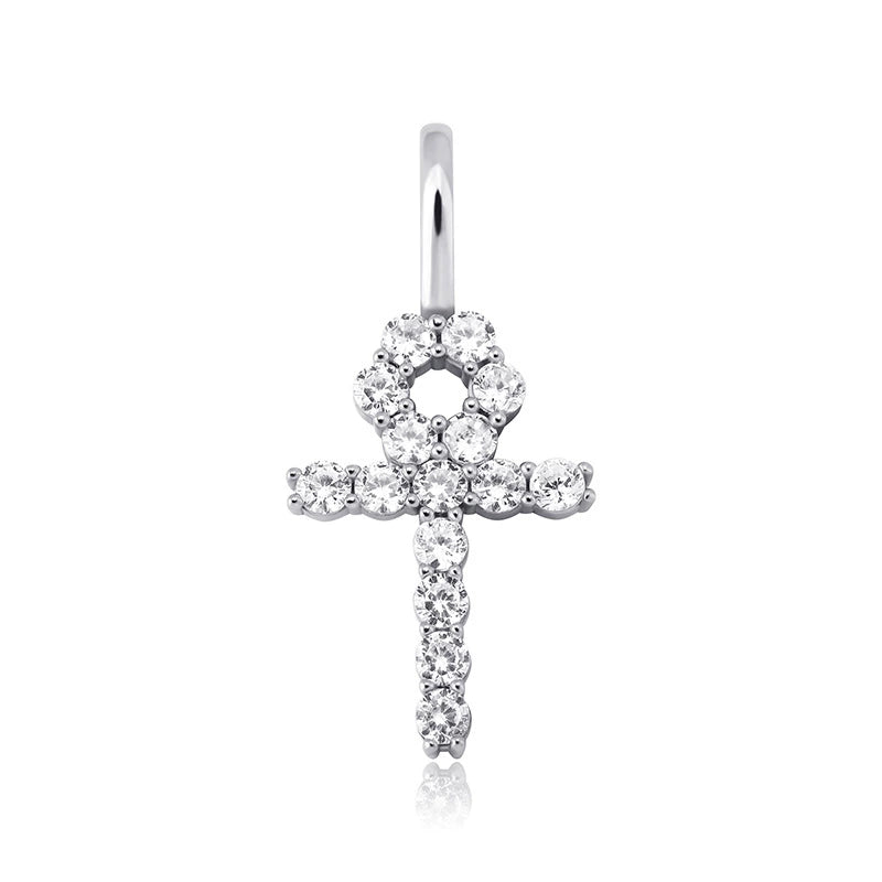 Pendentif croix Anhe en argent micro incrusté de zircons pour femme, collier polyvalent hip-hop