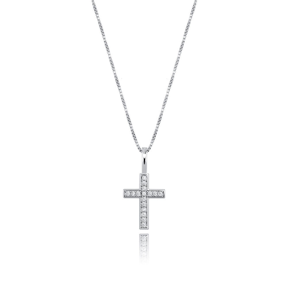 Pendentif croix Anhe en argent micro incrusté de zircons pour femme, collier polyvalent hip-hop