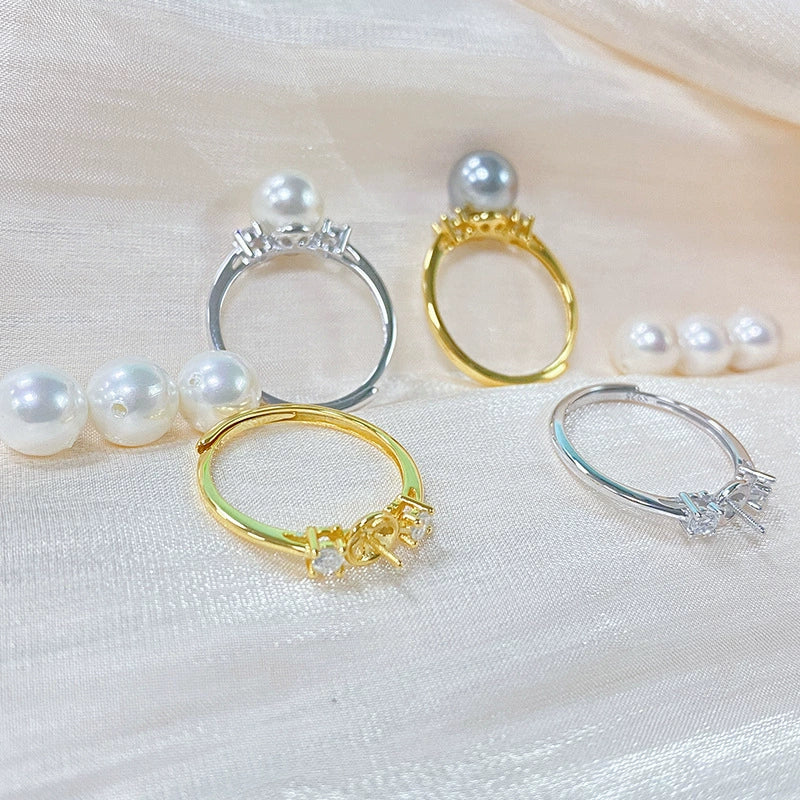 S925 pure silver pearl ring