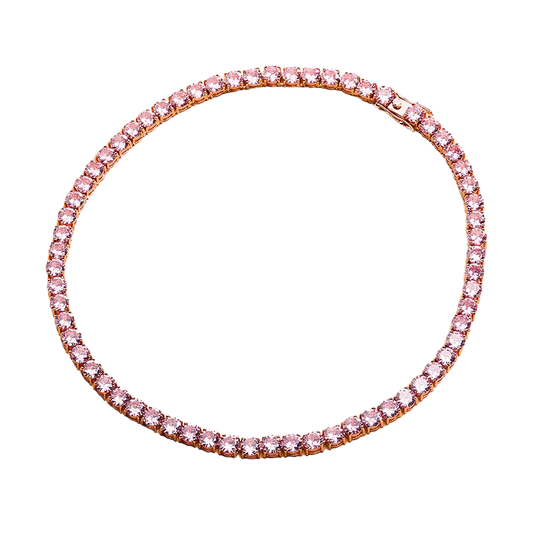 Rose Gold Pink Hip Hop Tennis Chain