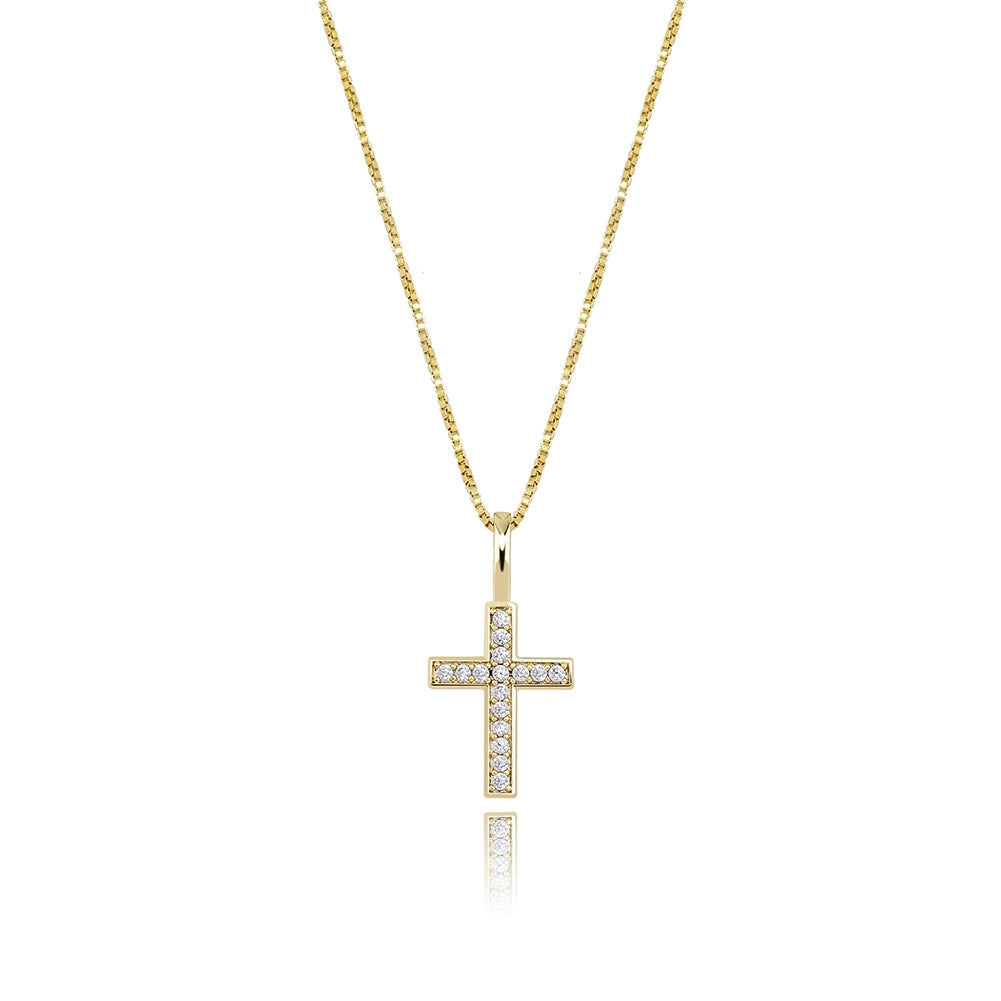 Pendentif croix Anhe en argent micro incrusté de zircons pour femme, collier polyvalent hip-hop