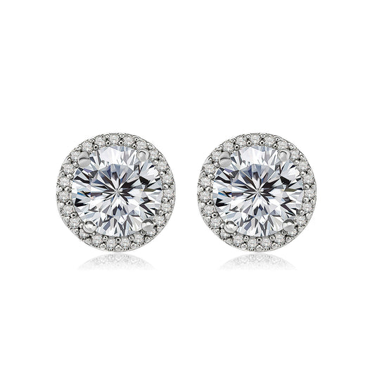 Boucles d'oreilles en zircon de grande taille de style minimaliste, accessoires de mode personnalisés en argent 925