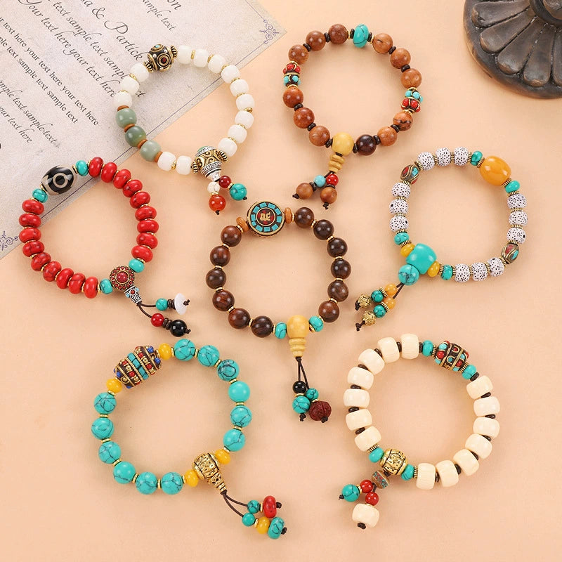 Tibetan Pine Stone Bodhi Buddha Bead Bracelet