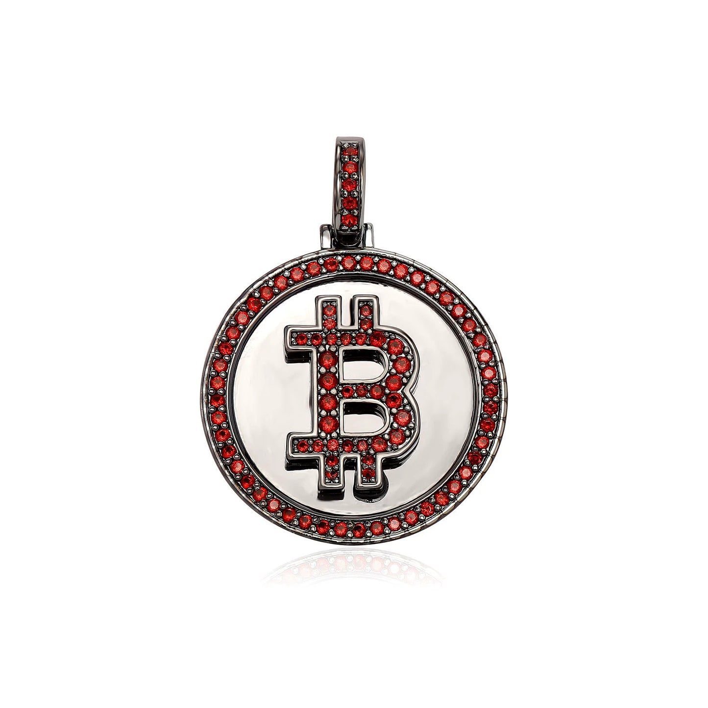 Collier hip hop pour homme avec pendentif Bitcoin en plaqué or et micro-incrusté de zircons