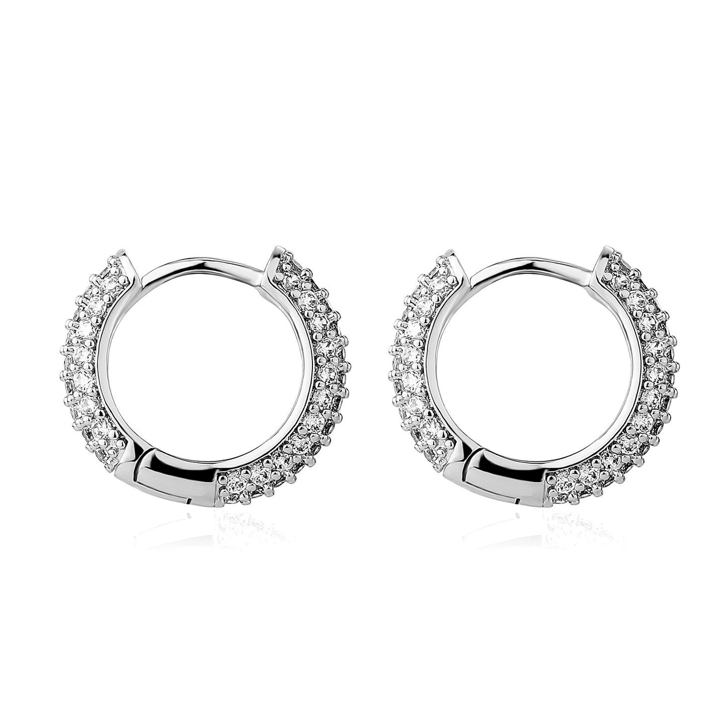 Nouvelles boucles d'oreilles hip-hop à quatre rangées de diamants avec une sensation haut de gamme, des accessoires simples et tendance pour hommes et femmes