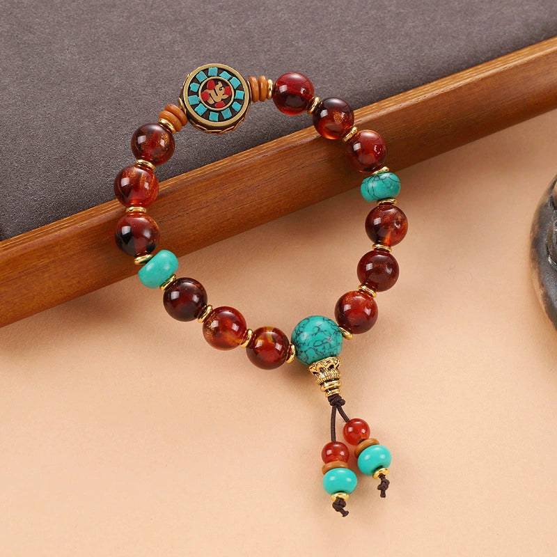 Tibetan Pine Stone Bodhi Buddha Bead Bracelet