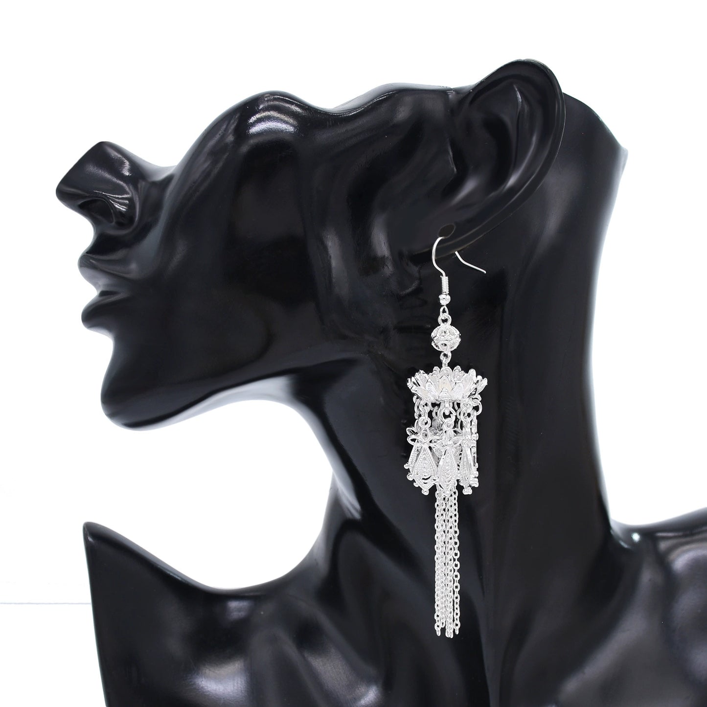 Chinese lantern tassel Miao earrings