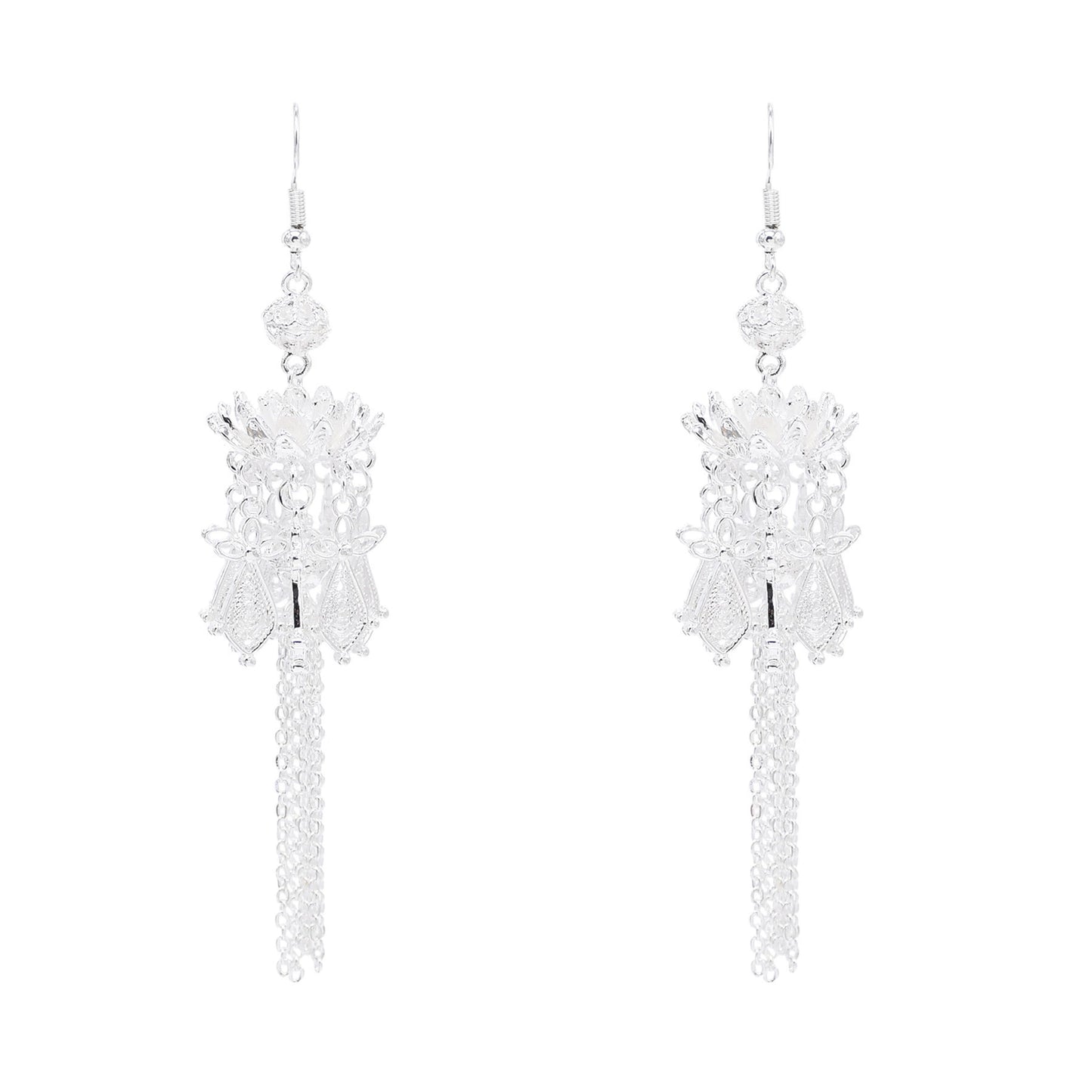 Chinese lantern tassel Miao earrings