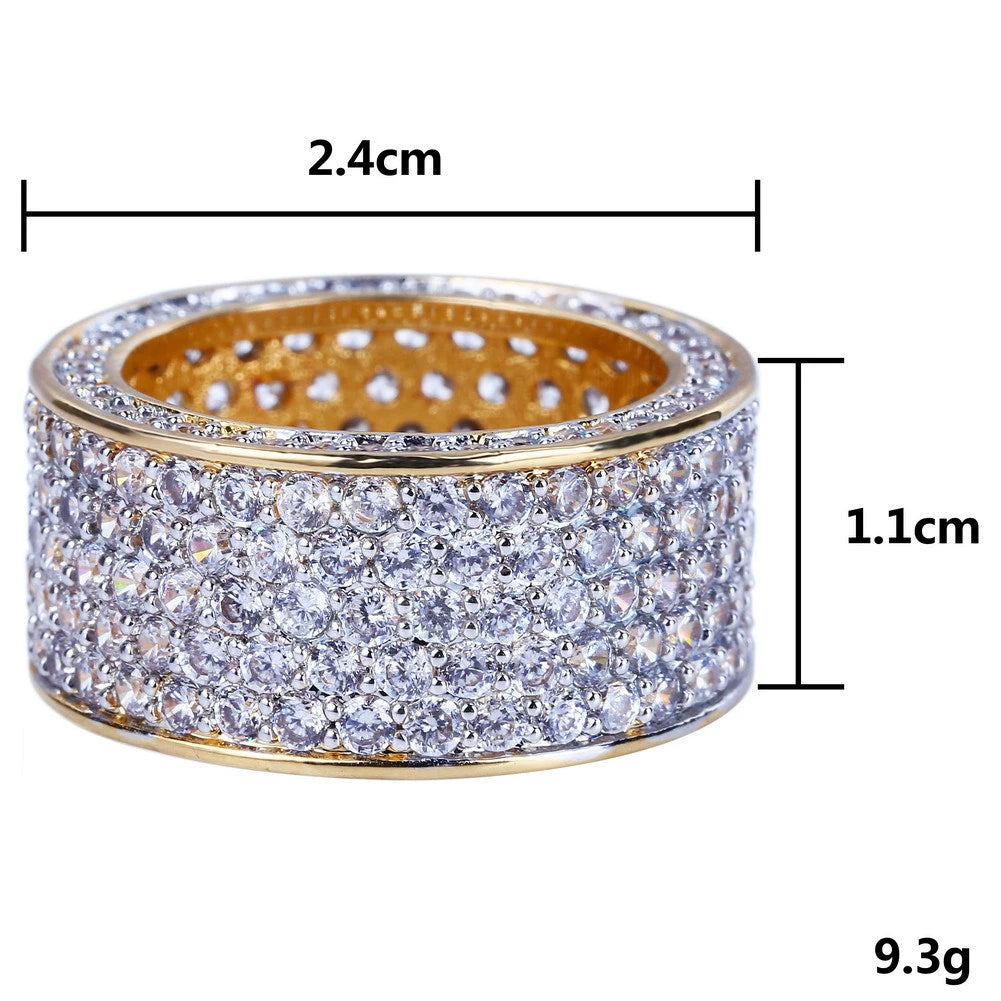 Bague homme entièrement en diamant, tempérament à la mode, bague creuse étincelante, accessoire tendance hip-hop européen et américain