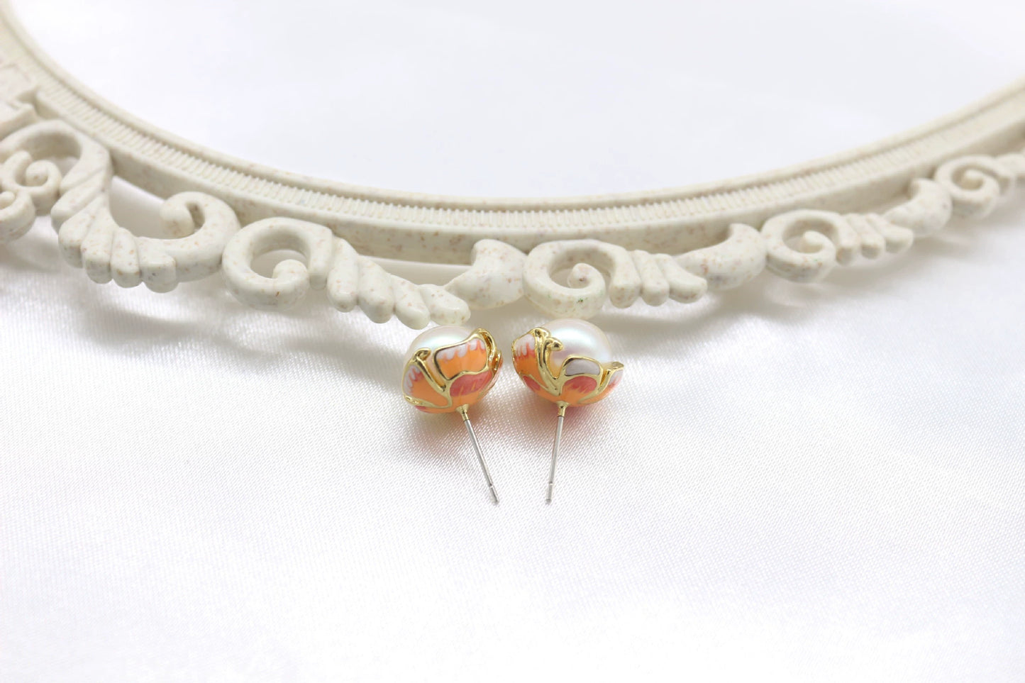 925 silver needle pearl earrings