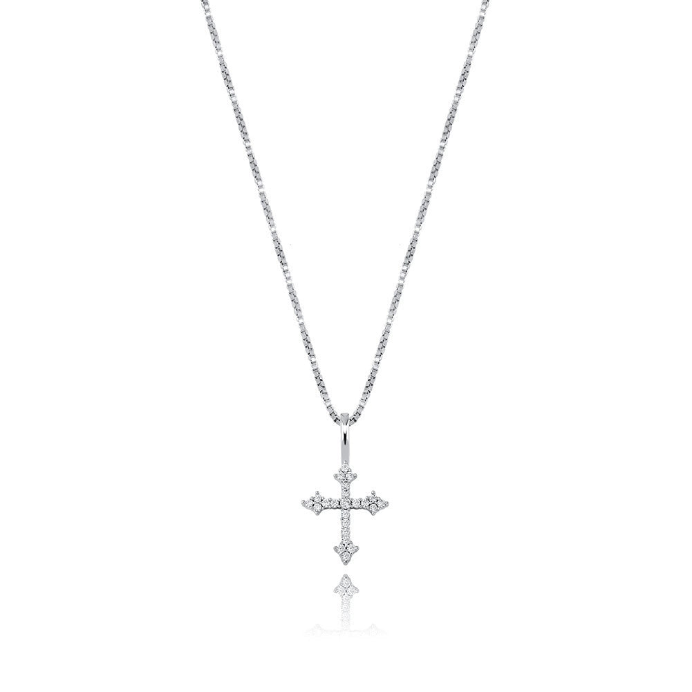 Pendentif croix Anhe en argent micro incrusté de zircons pour femme, collier polyvalent hip-hop