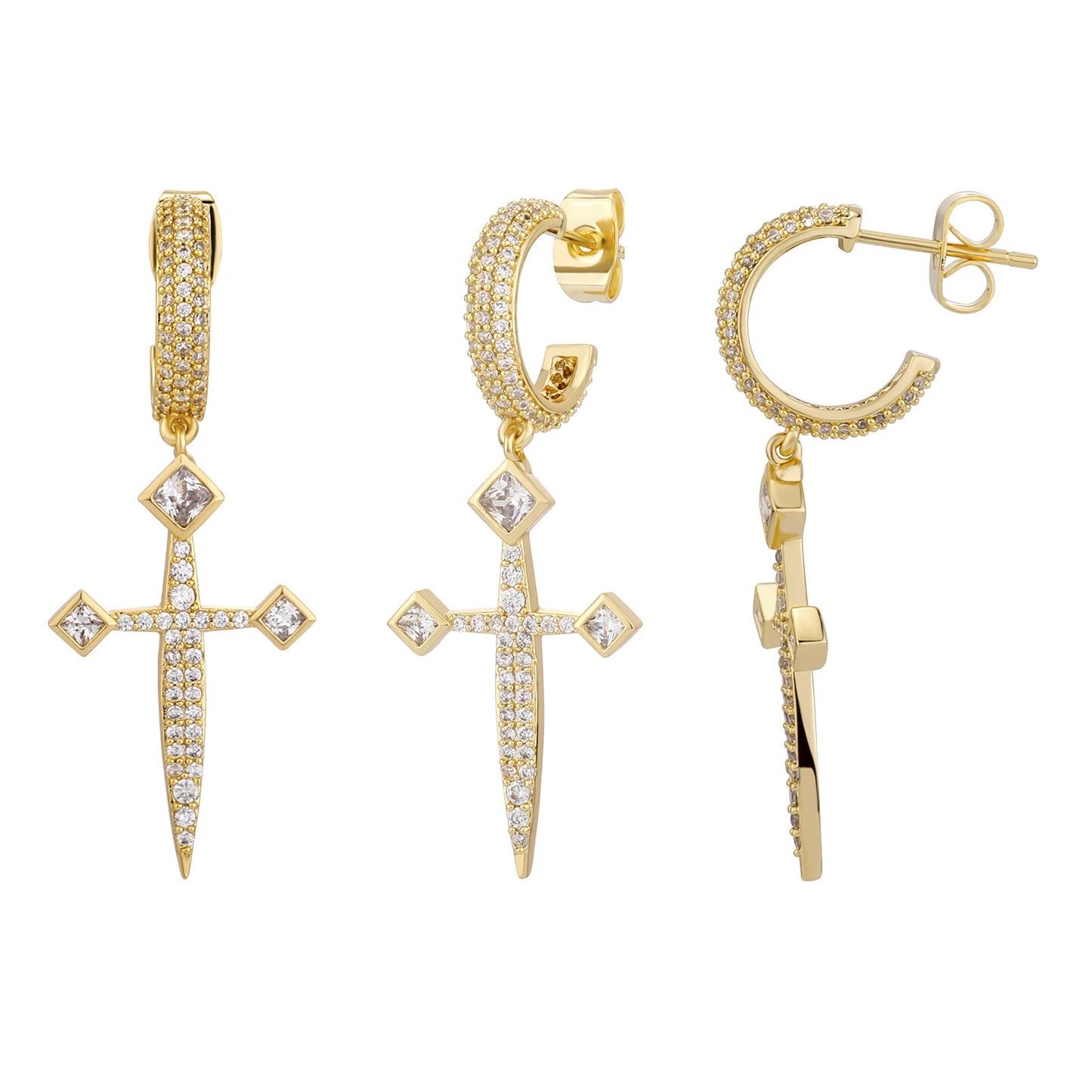 Boucles d'oreilles en argent 925 avec épée de justice et aiguille, boucles d'oreilles à breloques haut de gamme pour femmes, boucles d'oreilles, pendentifs, boucles d'oreilles