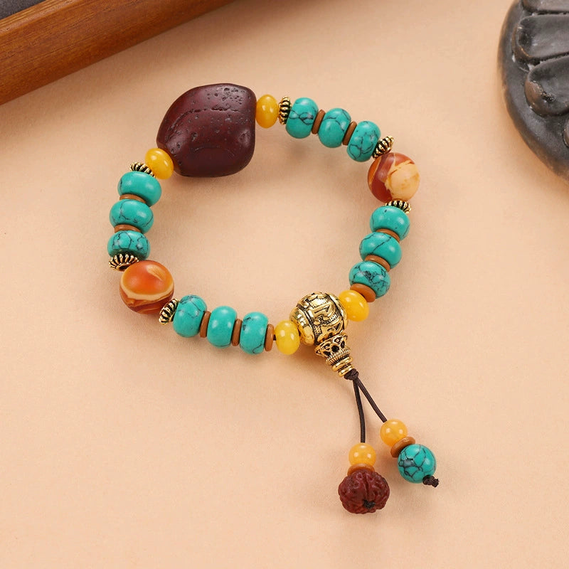 Tibetan Pine Stone Bodhi Buddha Bead Bracelet